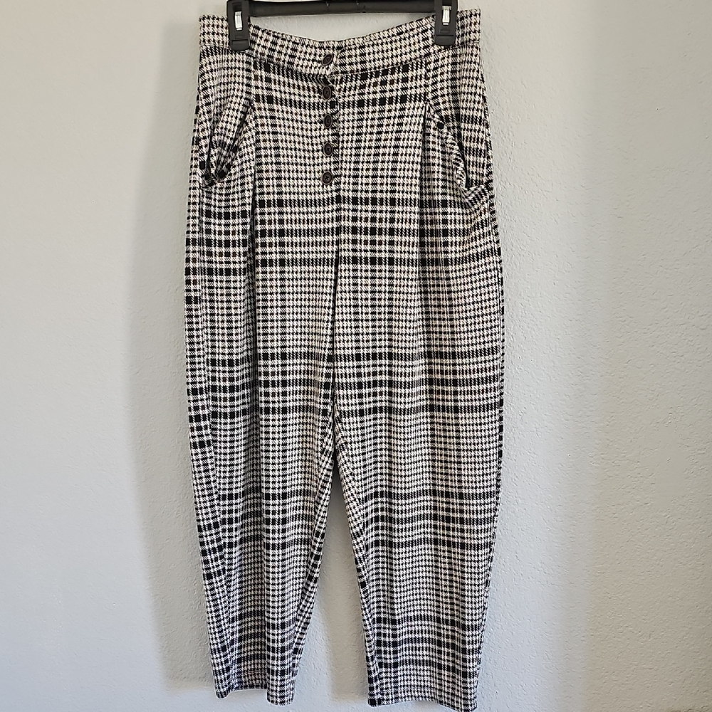 FP Movement by Free People Black and White Plaid Trousers